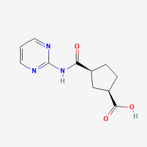molecular formula C11H13N3O3 B2689510 Rel-(1R,3S)-3-(pyrimidin-2-ylcarbamoyl)cyclopentane-1-carboxylic acid CAS No. 1965826-19-0