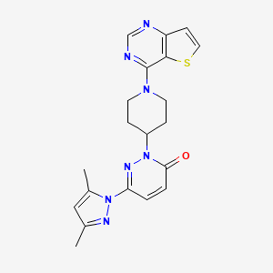 molecular formula C20H21N7OS B2689511 6-(3,5-Dimethylpyrazol-1-yl)-2-(1-thieno[3,2-d]pyrimidin-4-ylpiperidin-4-yl)pyridazin-3-one CAS No. 2380010-10-4