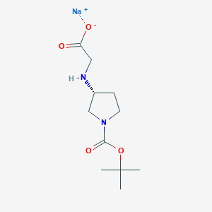 molecular formula C11H19N2NaO4 B2689512 Sodium;2-[[(3R)-1-[(2-methylpropan-2-yl)oxycarbonyl]pyrrolidin-3-yl]amino]acetate CAS No. 2377004-61-8
