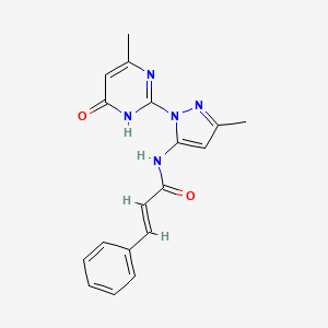 molecular formula C18H17N5O2 B2689514 N-(3-methyl-1-(4-methyl-6-oxo-1,6-dihydropyrimidin-2-yl)-1H-pyrazol-5-yl)cinnamamide CAS No. 1004638-66-7