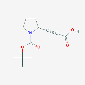 molecular formula C12H17NO4 B2689533 3-{1-[(Tert-butoxy)carbonyl]pyrrolidin-2-yl}prop-2-ynoic acid CAS No. 1823864-13-6