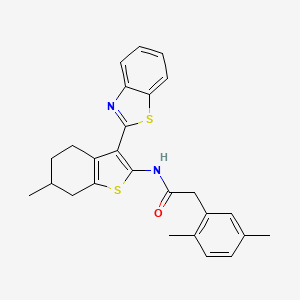 molecular formula C26H26N2OS2 B2689535 N-(3-(苯并[d]噻嗪-2-基)-6-甲基-4,5,6,7-四氢苯并[b]噻吩-2-基)-2-(2,5-二甲基苯基)乙酰胺 CAS No. 921511-92-4