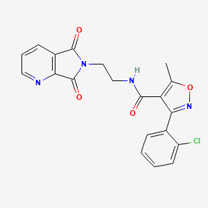 molecular formula C20H15ClN4O4 B2689542 3-(2-chlorophenyl)-N-(2-(5,7-dioxo-5H-pyrrolo[3,4-b]pyridin-6(7H)-yl)ethyl)-5-methylisoxazole-4-carboxamide CAS No. 2034494-53-4