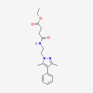 molecular formula C19H25N3O3 B2689555 ethyl 4-((2-(3,5-dimethyl-4-phenyl-1H-pyrazol-1-yl)ethyl)amino)-4-oxobutanoate CAS No. 2034293-07-5