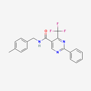 molecular formula C20H16F3N3O B2689560 N-[(4-methylphenyl)methyl]-2-phenyl-4-(trifluoromethyl)pyrimidine-5-carboxamide CAS No. 860649-32-7