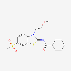 N-[3-(2-methoxyethyl)-6-methylsulfonyl-1,3-benzothiazol-2-ylidene]cyclohexanecarboxamide