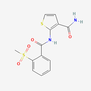 molecular formula C13H12N2O4S2 B2689571 2-(2-(Methylsulfonyl)benzamido)thiophene-3-carboxamide CAS No. 848180-27-8