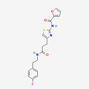molecular formula C19H18FN3O3S B2689579 N-(4-(3-((4-fluorophenethyl)amino)-3-oxopropyl)thiazol-2-yl)furan-2-carboxamide CAS No. 1021227-18-8