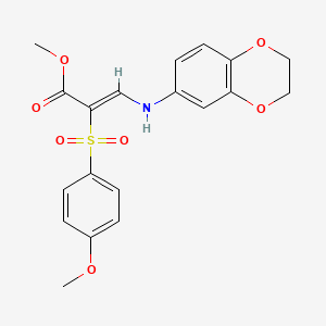 molecular formula C19H19NO7S B2689583 甲基(2Z)-3-(2,3-二氢-1,4-苯并二氧杂环己烷-6-基氨基)-2-[(4-甲氧基苯基)磺酰基]丙烯酸酯 CAS No. 1327178-63-1