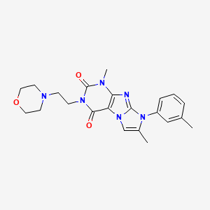 molecular formula C22H26N6O3 B2689585 1,7-二甲基-3-(2-吗啉基乙基)-8-(间甲苯基)-1H-咪唑并[2,1-f]嘧啶-2,4(3H,8H)-二酮 CAS No. 896597-64-1