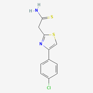 molecular formula C11H9ClN2S2 B2689591 2-[4-(4-Chlorophenyl)-2-thiazolyl]ethanethioamide CAS No. 361373-09-3