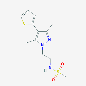 molecular formula C12H17N3O2S2 B2689599 N-(2-(3,5-dimethyl-4-(thiophen-2-yl)-1H-pyrazol-1-yl)ethyl)methanesulfonamide CAS No. 2034356-83-5