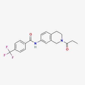 molecular formula C20H19F3N2O2 B2689606 N-(2-propionyl-1,2,3,4-tetrahydroisoquinolin-7-yl)-4-(trifluoromethyl)benzamide CAS No. 955637-10-2