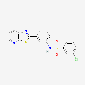 molecular formula C18H12ClN3O2S2 B2689609 3-chloro-N-(3-(thiazolo[5,4-b]pyridin-2-yl)phenyl)benzenesulfonamide CAS No. 896679-08-6