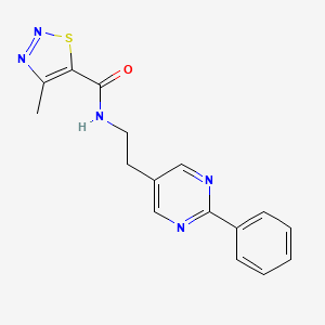 molecular formula C16H15N5OS B2689618 4-methyl-N-(2-(2-phenylpyrimidin-5-yl)ethyl)-1,2,3-thiadiazole-5-carboxamide CAS No. 2034343-32-1
