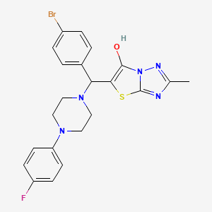 molecular formula C22H21BrFN5OS B2689619 5-((4-Bromophenyl)(4-(4-fluorophenyl)piperazin-1-yl)methyl)-2-methylthiazolo[3,2-b][1,2,4]triazol-6-ol CAS No. 851809-77-3
