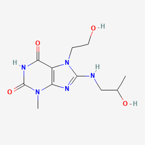 molecular formula C11H17N5O4 B2689628 7-(2-hydroxyethyl)-8-((2-hydroxypropyl)amino)-3-methyl-1H-purine-2,6(3H,7H)-dione CAS No. 876891-91-7