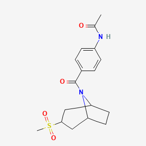 molecular formula C17H22N2O4S B2689640 N-(4-((1R,5S)-3-(甲磺酰基)-8-氮杂双环[3.2.1]辛烷-8-羰基)苯基)乙酰胺 CAS No. 1705165-95-2