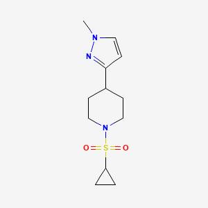 molecular formula C12H19N3O2S B2689646 1-(cyclopropylsulfonyl)-4-(1-methyl-1H-pyrazol-3-yl)piperidine CAS No. 2034605-54-2
