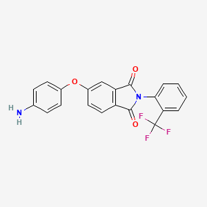 molecular formula C21H13F3N2O3 B2689647 5-(4-Aminophenoxy)-2-[2-(trifluoromethyl)phenyl]isoindole-1,3-dione CAS No. 310451-99-1