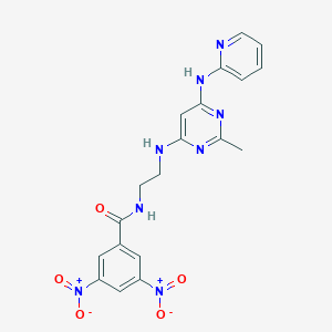 molecular formula C19H18N8O5 B2689649 N-(2-((2-methyl-6-(pyridin-2-ylamino)pyrimidin-4-yl)amino)ethyl)-3,5-dinitrobenzamide CAS No. 2379993-33-4