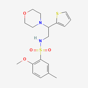molecular formula C18H24N2O4S2 B2689653 2-methoxy-5-methyl-N-(2-morpholino-2-(thiophen-2-yl)ethyl)benzenesulfonamide CAS No. 899955-55-6