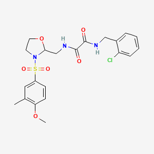 molecular formula C21H24ClN3O6S B2689654 N1-(2-chlorobenzyl)-N2-((3-((4-methoxy-3-methylphenyl)sulfonyl)oxazolidin-2-yl)methyl)oxalamide CAS No. 874804-60-1