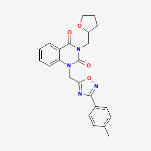 molecular formula C23H22N4O4 B2689671 3-((tetrahydrofuran-2-yl)methyl)-1-((3-(p-tolyl)-1,2,4-oxadiazol-5-yl)methyl)quinazoline-2,4(1H,3H)-dione CAS No. 1105221-44-0