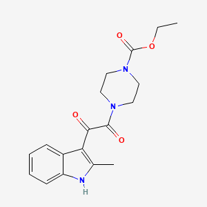 molecular formula C18H21N3O4 B2689673 乙酸乙酯 4-[2-(2-甲基-1H-吲哚-3-基)-2-氧代乙酰基]哌嗪-1-羧酸酯 CAS No. 852368-54-8