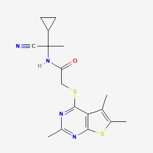 molecular formula C17H20N4OS2 B2689675 N-(1-cyano-1-cyclopropylethyl)-2-(2,5,6-trimethylthieno[2,3-d]pyrimidin-4-yl)sulfanylacetamide CAS No. 849057-27-8