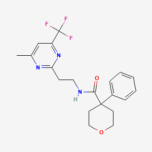 N-(2-(4-methyl-6-(trifluoromethyl)pyrimidin-2-yl)ethyl)-4-phenyltetrahydro-2H-pyran-4-carboxamide