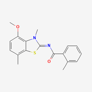 N-(4-methoxy-3,7-dimethyl-1,3-benzothiazol-2-ylidene)-2-methylbenzamide