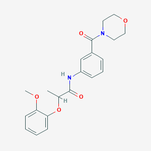 molecular formula C21H24N2O5 B268968 2-(2-methoxyphenoxy)-N-[3-(4-morpholinylcarbonyl)phenyl]propanamide 