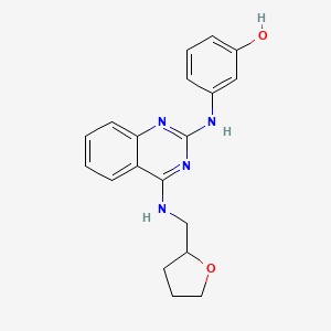molecular formula C19H20N4O2 B2689680 3-({4-[(Oxolan-2-ylmethyl)amino]quinazolin-2-yl}amino)phenol CAS No. 797027-80-6
