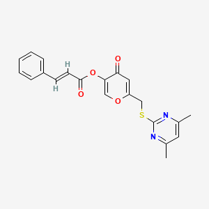 6-(((4,6-dimethylpyrimidin-2-yl)thio)methyl)-4-oxo-4H-pyran-3-yl cinnamate