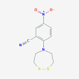 molecular formula C11H11N3O2S2 B2689694 2-(1,2,5-Dithiazepan-5-yl)-5-nitrobenzonitrile CAS No. 2193271-38-2