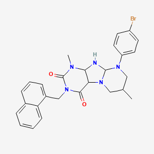 molecular formula C27H24BrN5O2 B2689702 9-(4-bromophenyl)-1,7-dimethyl-3-[(naphthalen-1-yl)methyl]-1H,2H,3H,4H,6H,7H,8H,9H-pyrimido[1,2-g]purine-2,4-dione CAS No. 920482-16-2