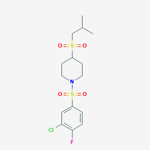 molecular formula C15H21ClFNO4S2 B2689703 1-((3-Chloro-4-fluorophenyl)sulfonyl)-4-(isobutylsulfonyl)piperidine CAS No. 1797687-99-0