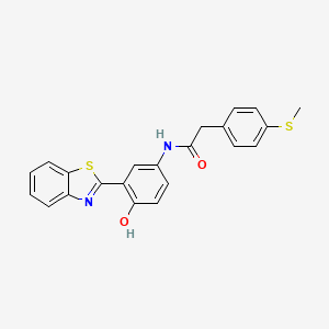 molecular formula C22H18N2O2S2 B2689704 N-(3-(benzo[d]thiazol-2-yl)-4-hydroxyphenyl)-2-(4-(methylthio)phenyl)acetamide CAS No. 941930-10-5