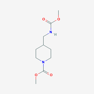 molecular formula C10H18N2O4 B2689705 甲基 4-(((甲氧基羰基)氨基)甲基)哌啶-1-甲酸酯 CAS No. 901335-46-4