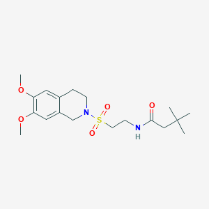 molecular formula C19H30N2O5S B2689706 N-(2-((6,7-dimethoxy-3,4-dihydroisoquinolin-2(1H)-yl)sulfonyl)ethyl)-3,3-dimethylbutanamide CAS No. 922014-16-2
