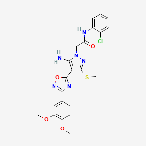 molecular formula C22H21ClN6O4S B2689709 2-(5-amino-4-(3-(3,4-dimethoxyphenyl)-1,2,4-oxadiazol-5-yl)-3-(methylthio)-1H-pyrazol-1-yl)-N-(2-chlorophenyl)acetamide CAS No. 1242908-77-5