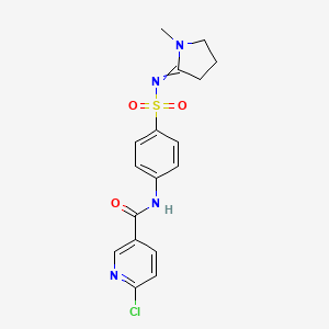molecular formula C17H17ClN4O3S B2689710 6-chloro-N-{4-[(1-methylpyrrolidin-2-ylidene)sulfamoyl]phenyl}pyridine-3-carboxamide CAS No. 1181460-45-6