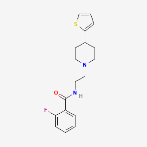 molecular formula C18H21FN2OS B2689711 2-fluoro-N-(2-(4-(thiophen-2-yl)piperidin-1-yl)ethyl)benzamide CAS No. 1428364-84-4