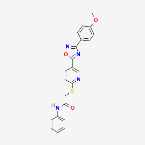 molecular formula C22H18N4O3S B2689715 2-((5-(3-(4-methoxyphenyl)-1,2,4-oxadiazol-5-yl)pyridin-2-yl)thio)-N-phenylacetamide CAS No. 1251605-53-4