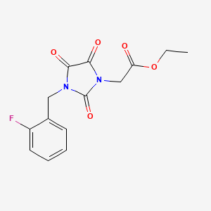 molecular formula C14H13FN2O5 B2689724 Ethyl 2-[3-(2-fluorobenzyl)-2,4,5-trioxo-1-imidazolidinyl]acetate CAS No. 303986-49-4