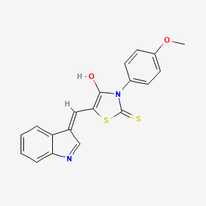 molecular formula C19H14N2O2S2 B2689736 (Z)-5-((1H-indol-3-yl)methylene)-3-(4-methoxyphenyl)-2-thioxothiazolidin-4-one CAS No. 304863-96-5
