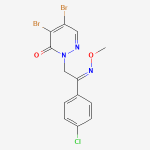 molecular formula C13H10Br2ClN3O2 B2689738 4,5-dibromo-2-[(2Z)-2-(4-chlorophenyl)-2-methoxyiminoethyl]pyridazin-3-one CAS No. 477855-39-3