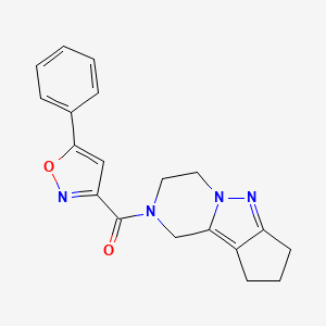 molecular formula C19H18N4O2 B2689739 (5-phenylisoxazol-3-yl)(3,4,8,9-tetrahydro-1H-cyclopenta[3,4]pyrazolo[1,5-a]pyrazin-2(7H)-yl)methanone CAS No. 2034509-17-4