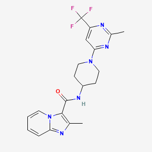 molecular formula C20H21F3N6O B2689740 2-甲基-N-(1-(2-甲基-6-(三氟甲基)嘧啶-4-基)哌啶-4-基)咪唑并[1,2-a]吡啶-3-甲酰胺 CAS No. 2034259-91-9